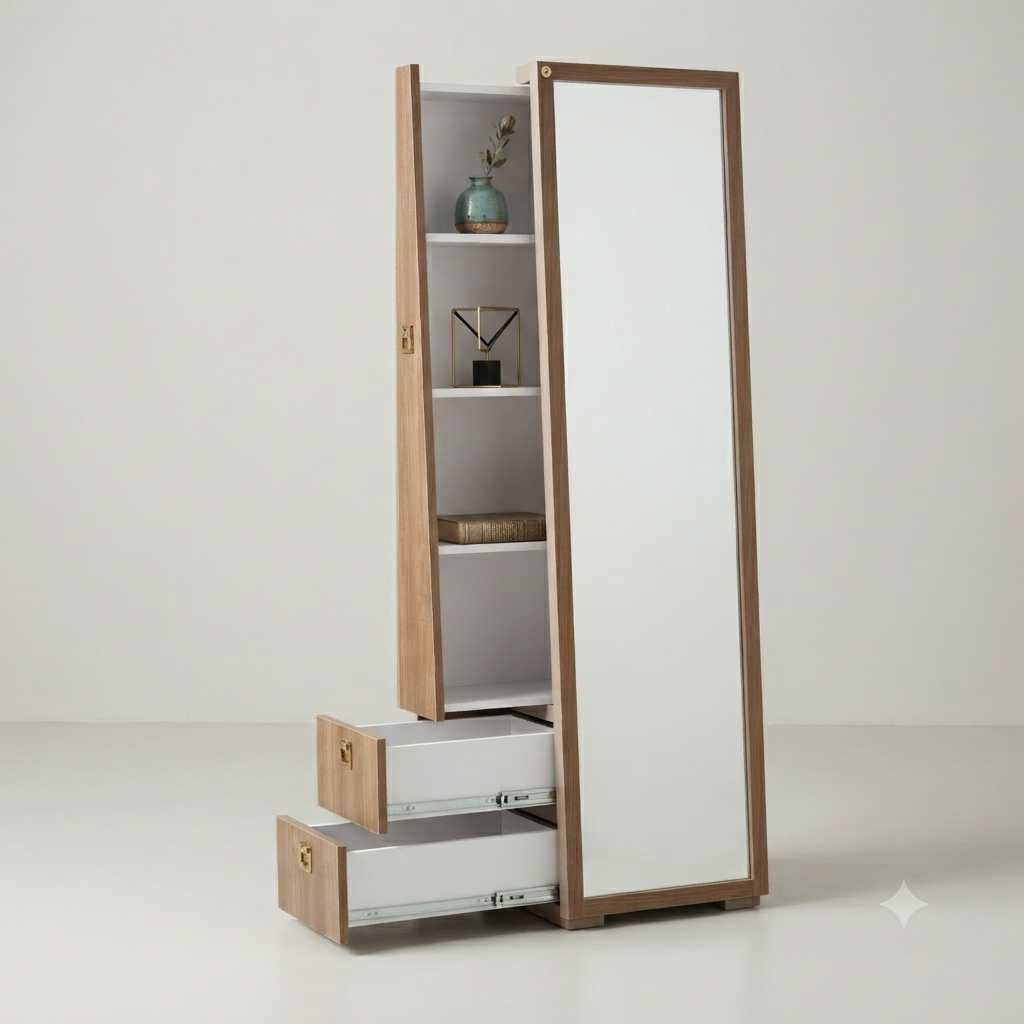 Reflekt Mirror Dresser with Open Shelves