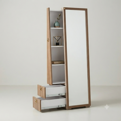 Reflekt Mirror Dresser with Open Shelves