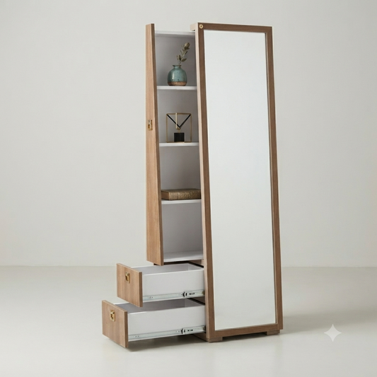 Reflekt Mirror Dresser with Open Shelves