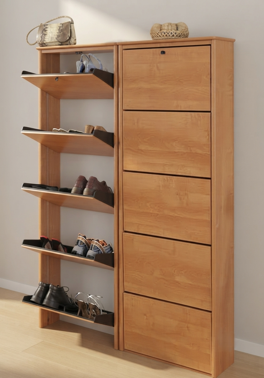 Dual Design Shoe Organizer with Shelves and Drawers