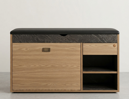 Shoe Rack Bench with seating cushion & storage drawer