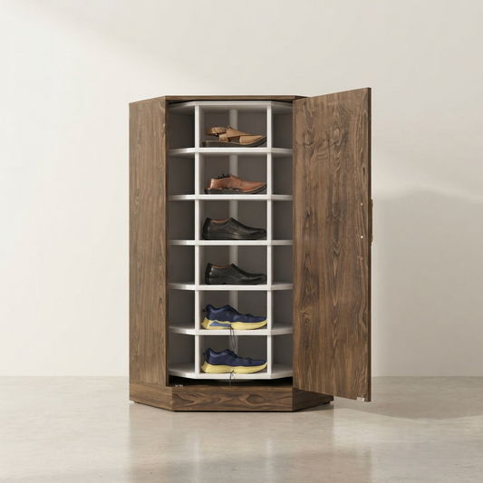 Spin Corner Shoe Rack – Rotating Storage Unit
