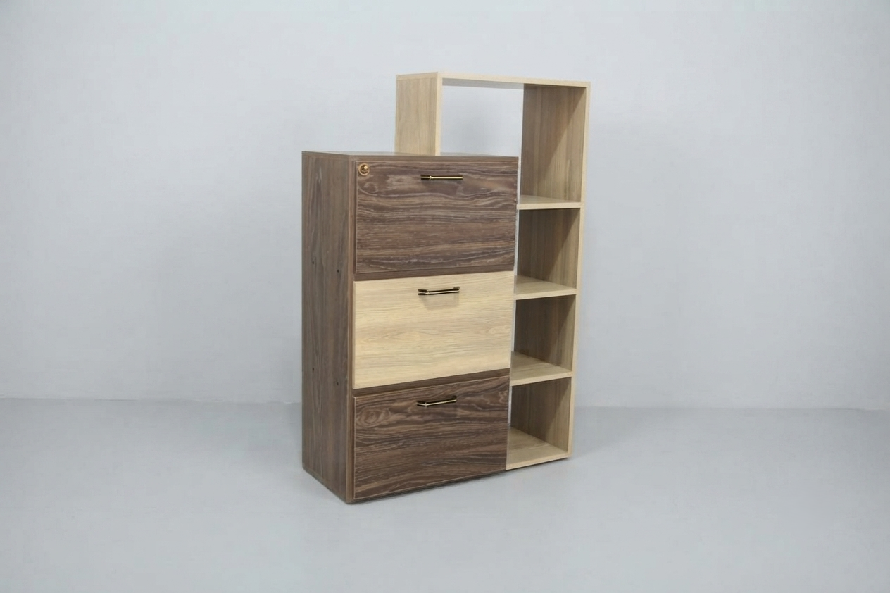 Tri-Cab Six Shelf Wooden Bookcase Storage Unit