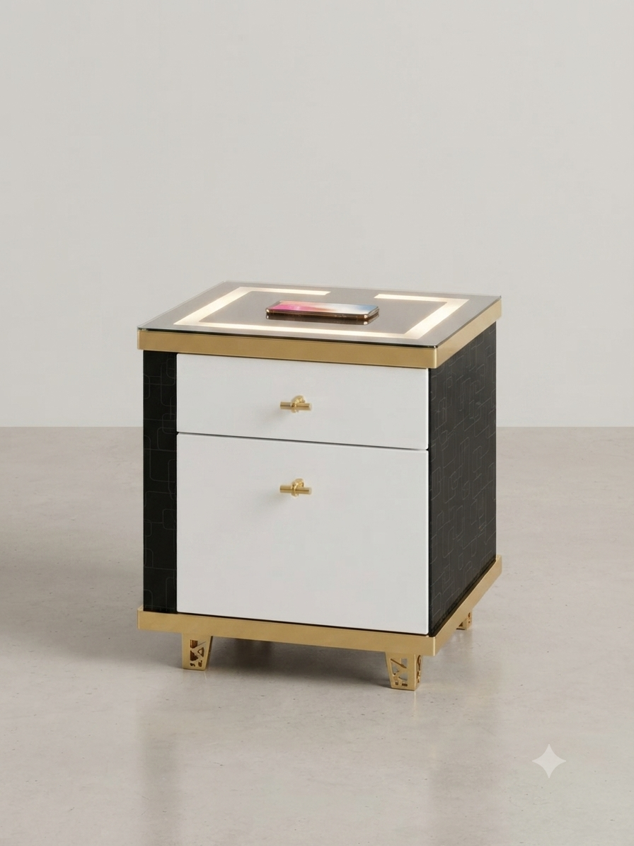 Infinty Bedside Table with Wireless Charger