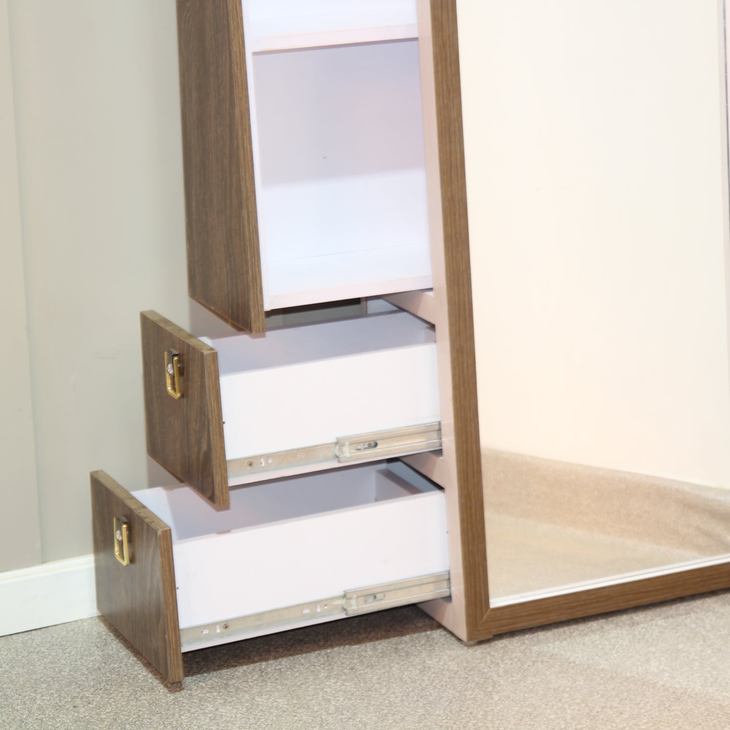 Reflekt Mirror Dresser with Open Shelves