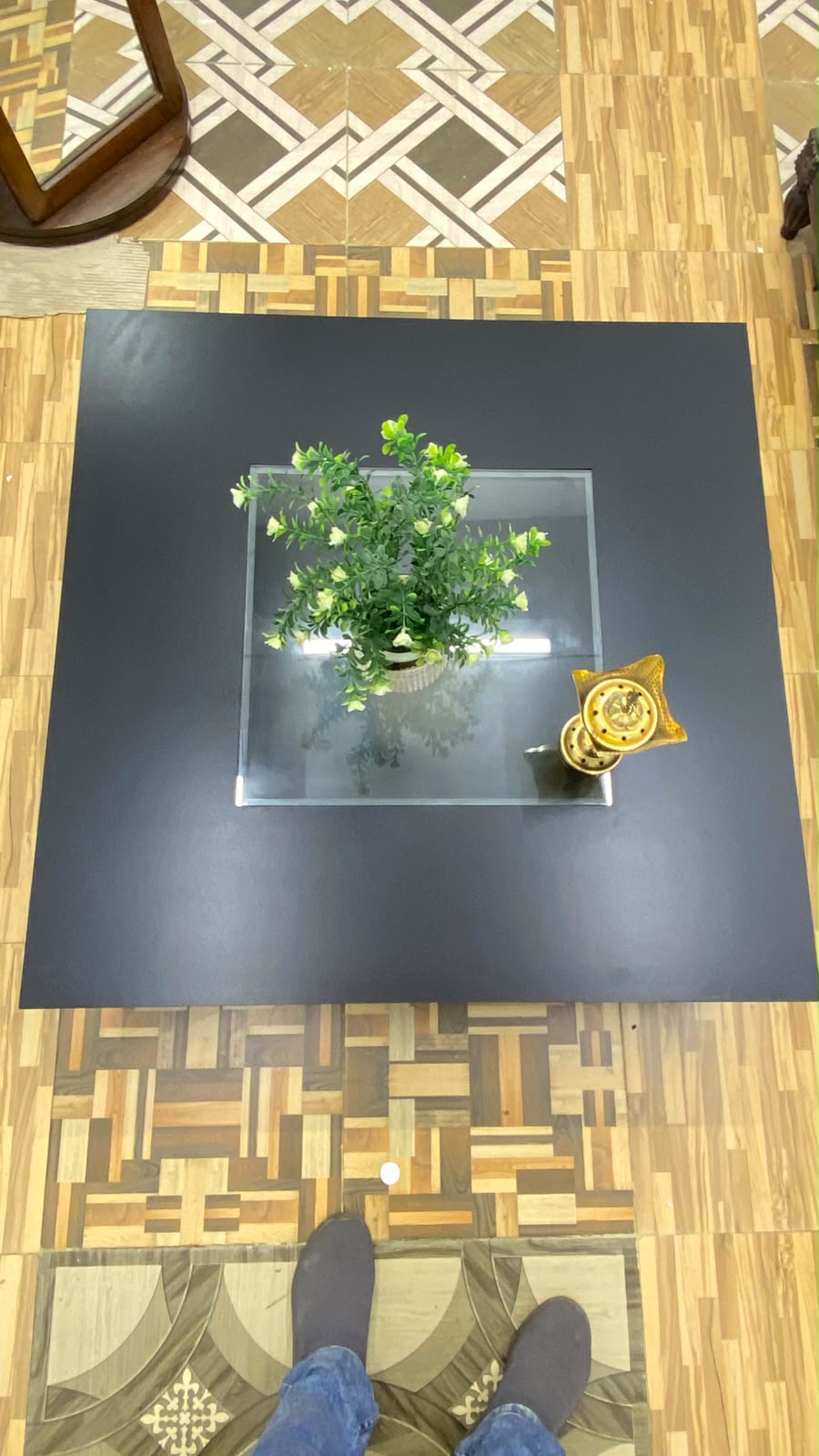 Anchor Center Table with Vintage Glass Top