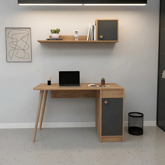 Info Island Wall Shelf and Monitor Table with Locker