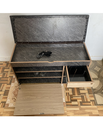 Shoe Rack Bench with seating cushion & storage drawer